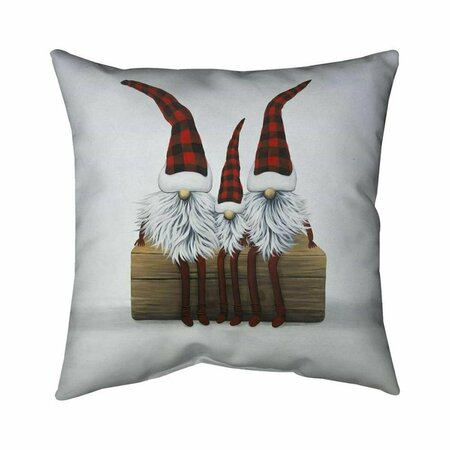 BEGIN HOME DECOR 26 x 26 in. Three Christmas Gnomes-Double Sided Print Indoor Pillow 5541-2626-HO19